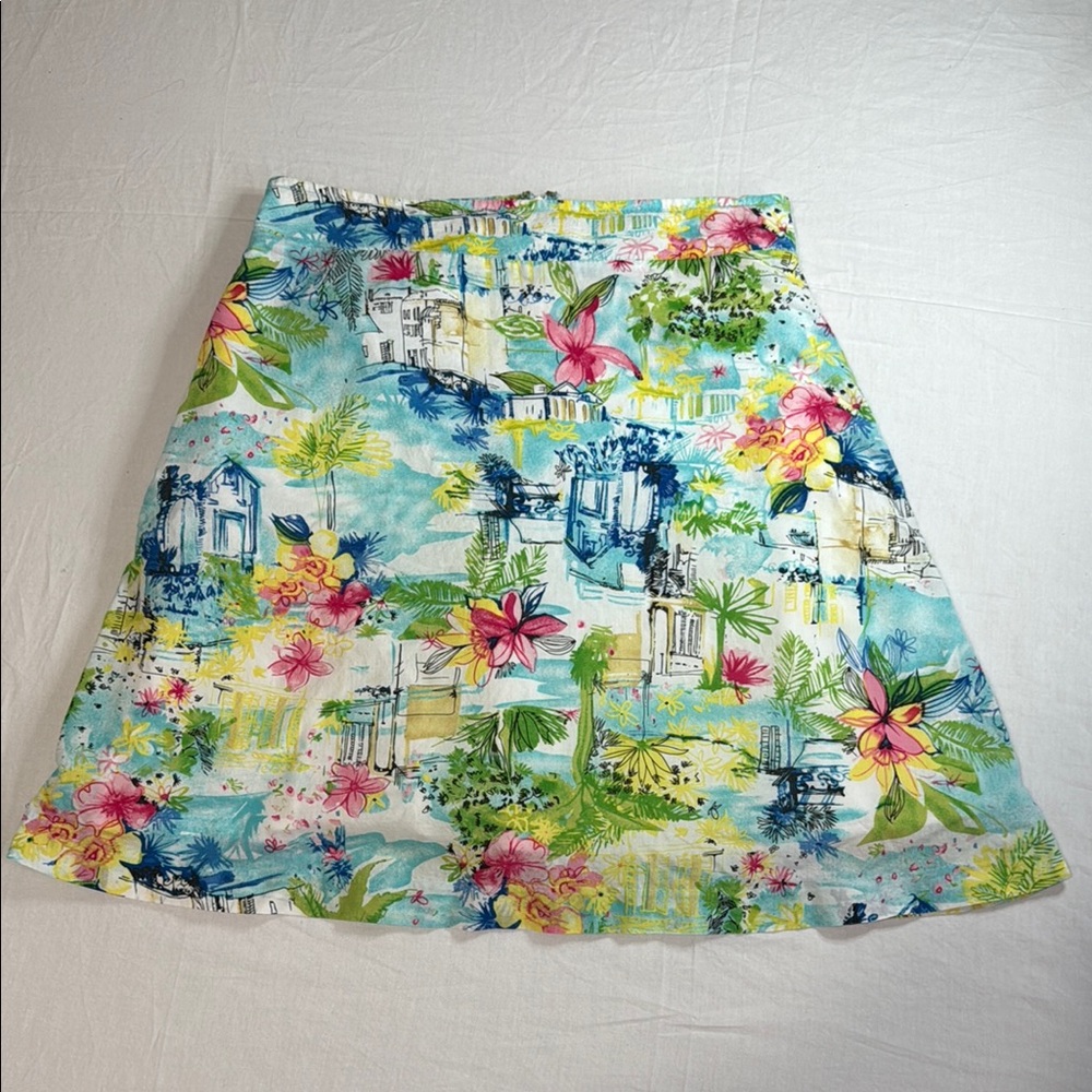 George tropical prints Blue and Yellow A-Line Skirt size M